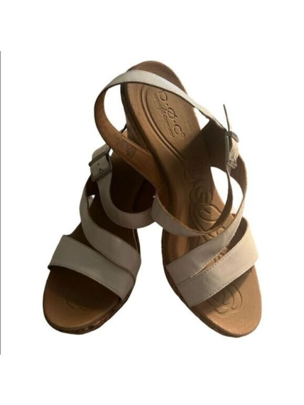 Born Concepts White Strappy Wedge Heels Sandals‎ Size 11